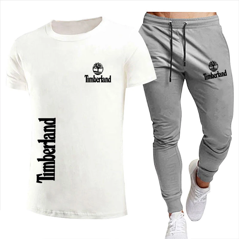 

Men's Casual Tracksuit Summer Clothes Sportswear Two Piece Set T Shirt Brand Track Clothing Male Sweatsuit Sports Suits S-2XL