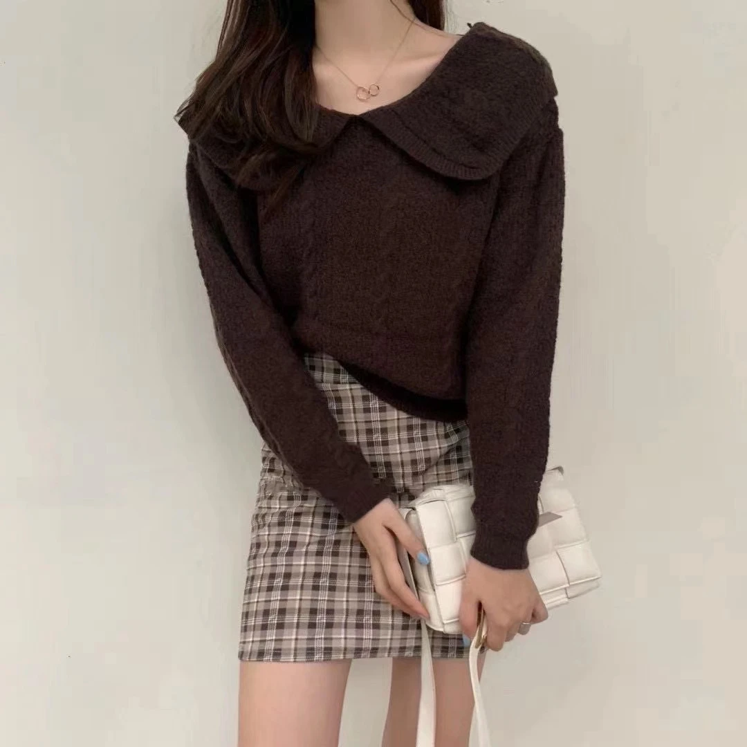 Женские Пуловеры и свитера 2020 зимний джемпер оверсайз корейские вязаные топы в