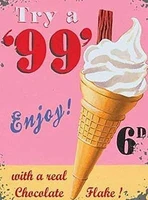 99 vanilla ice cream cone flake retro decor signs 12x16 metal sign