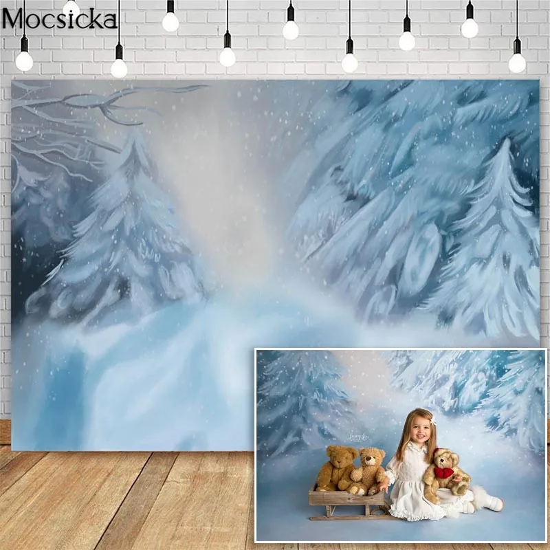Mocsicka зимняя снежная Страна Чудес Фото фоны картина маслом сосна Дети День