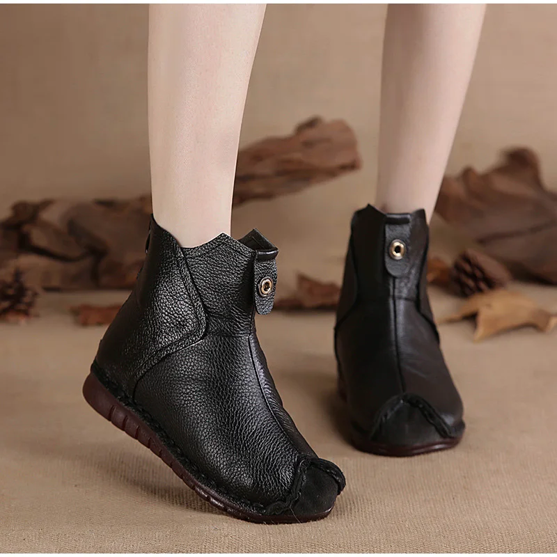 Женские ботильоны из натуральной кожи на плоской подошве плиссированные