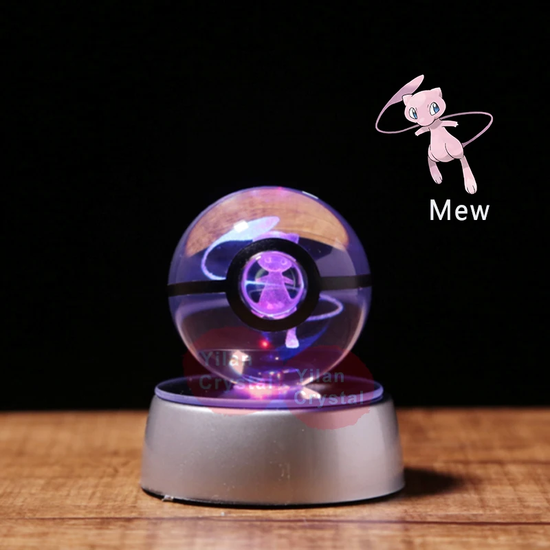

Nice Fashion Crystal Pokeball ball Design Mew Go Pokemon Ball With LED Base