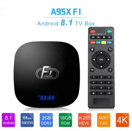 Android tv box A95X F1 2 ГБ 16 ГБ Android 8,1 tv Box четырехъядерный поддержка H.265 4K 2,4 ГГц WiFi медиаплеер телеприставка pk mi box