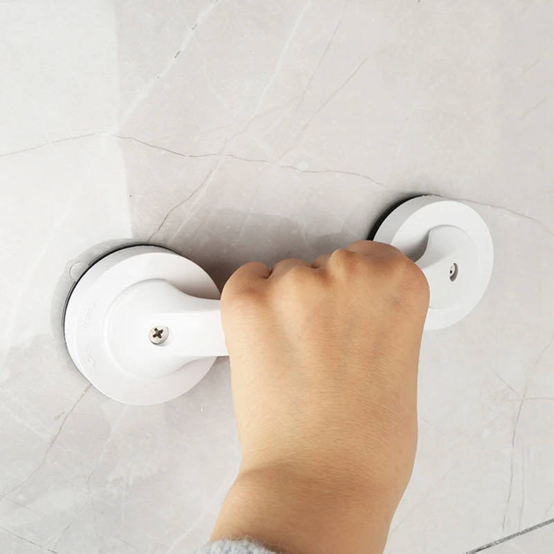

White/Black Handle Suction Cup Handle Classic Simple Grab Bar Handrail Shower