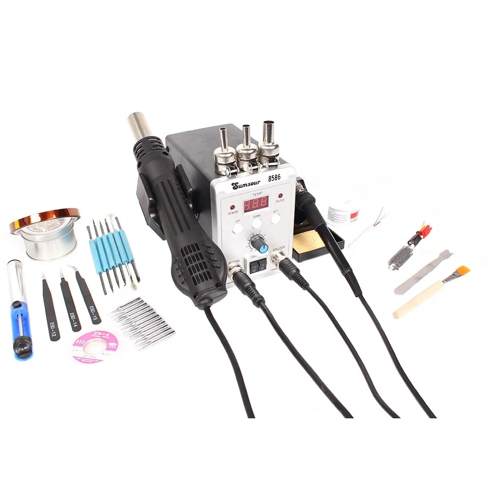 

CN 8586 760W 220V 2 in 1 stazione di saldatura pistola ad aria calda saldatore SMD BGA rilavorazione dissaldatura saldatura