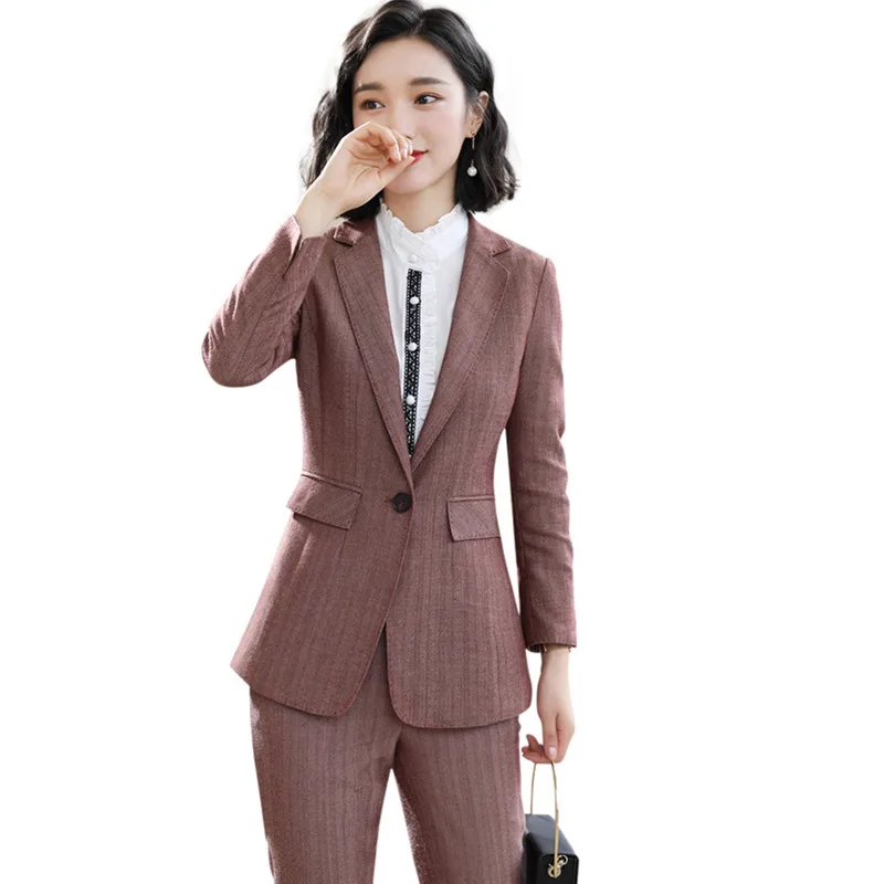 Женский костюм высокое качество офисные брюки Блейзер элегантная официальная