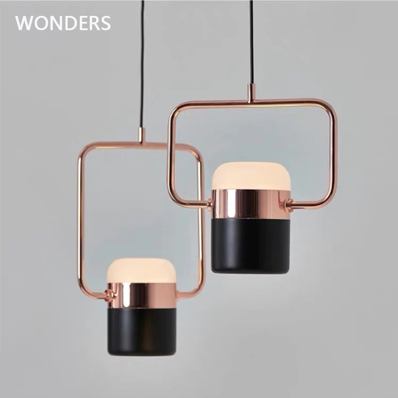 

New nordic simple postmodern led pendant lights plated rose gold wrought iron suspension lamp dining room bedroom hanglamp