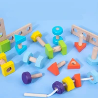 baby wooden screw bolt nut matching screwing blocks fine motor skills tools children model building kits daycare montessori toys