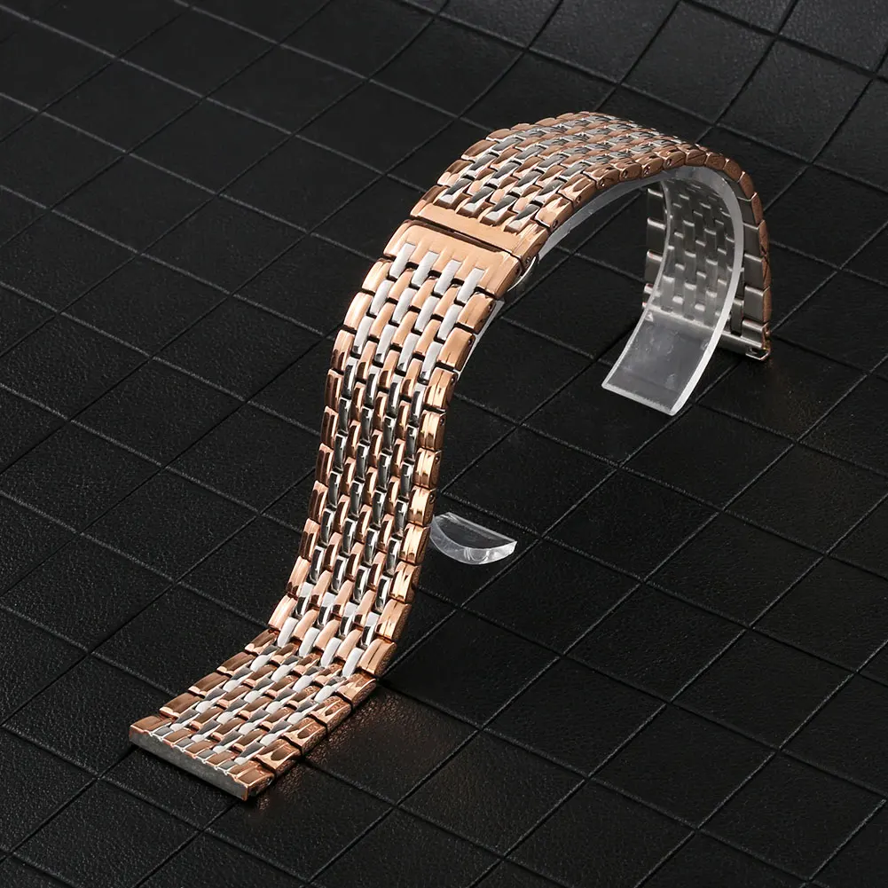 

Exquisite Butterfly Buckle 20/22mm Silver Pink Stainless Steel Watch Band Wristwatch Band for Men Women