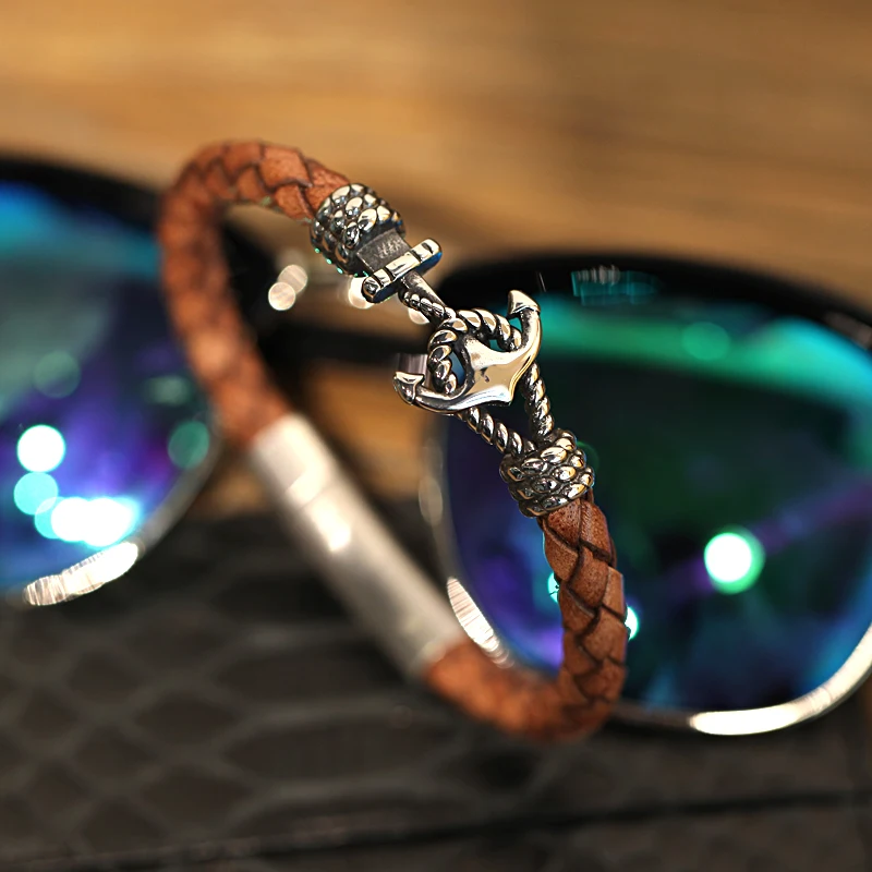 Мужской браслет/кожаные браслеты/Якорь/кожаные мужские браслеты 2019 из