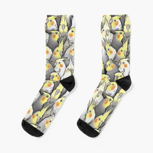 

Cockatiels Galore Crew Socks Knee High Women Mens Ankle Best Black