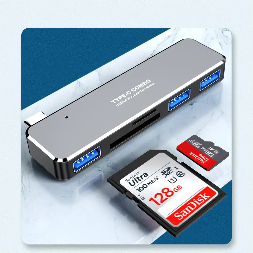 Тип USB c концентратор до usb3.0 * 3 + SD/TF 5 в 1 Многофункциональный ноутбук Зарядка Док