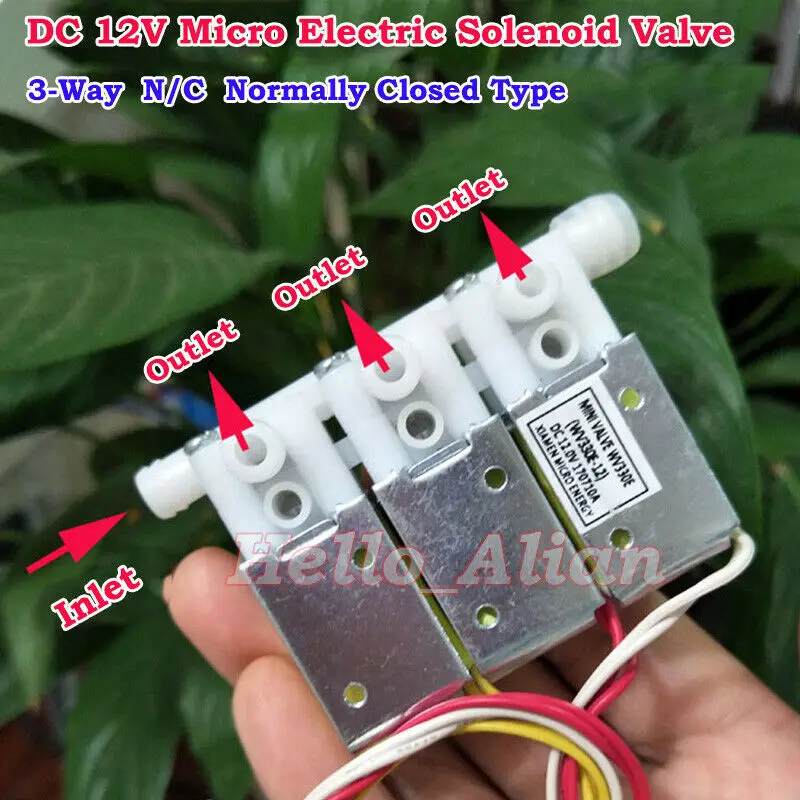 DC 12V Электрический микро электромагнитный клапан N/C нормально закрытый 3
