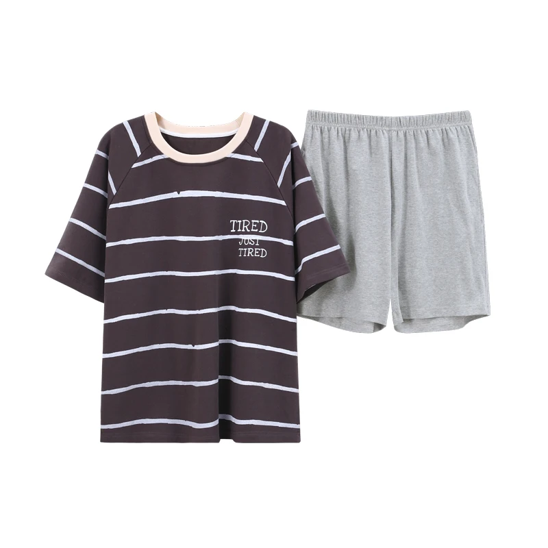 

Summer Women's T-shirts Outdoor Leisure Girls Homewear Women Sleepwear Fashion Stripe Plus Size O-Neck Short Sleeve Pajamas Sets