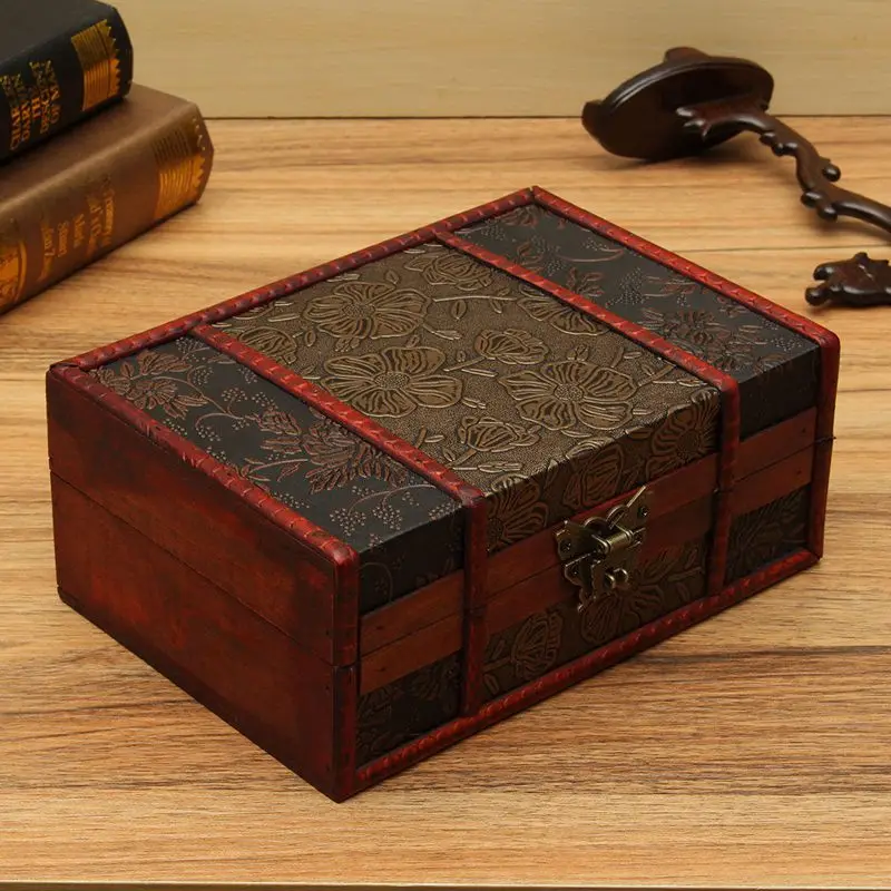 

Large Decorative Trinket Jewelry Lock Handmade Vintage Wooden Storage Gift Box