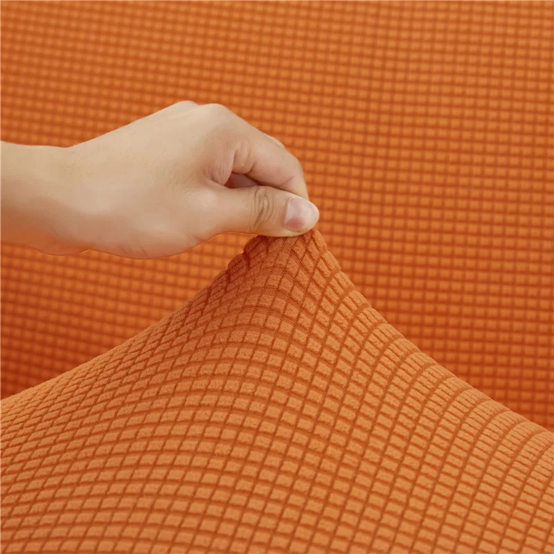 Чехол для дивана однотонный жаккардовый мягкий оранжевый 45012 | Дом и сад