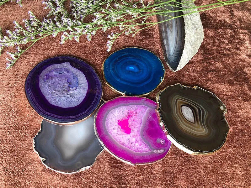 10-12CM Blue Purple Raw Crystal AGATE SLAB Geode Slice Mineral Coaster Healing Reiki Decoration | Stones