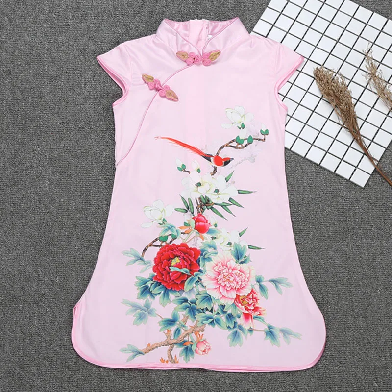 Летний Лидер продаж Китайское платье с принтом Девочка расположение цветок