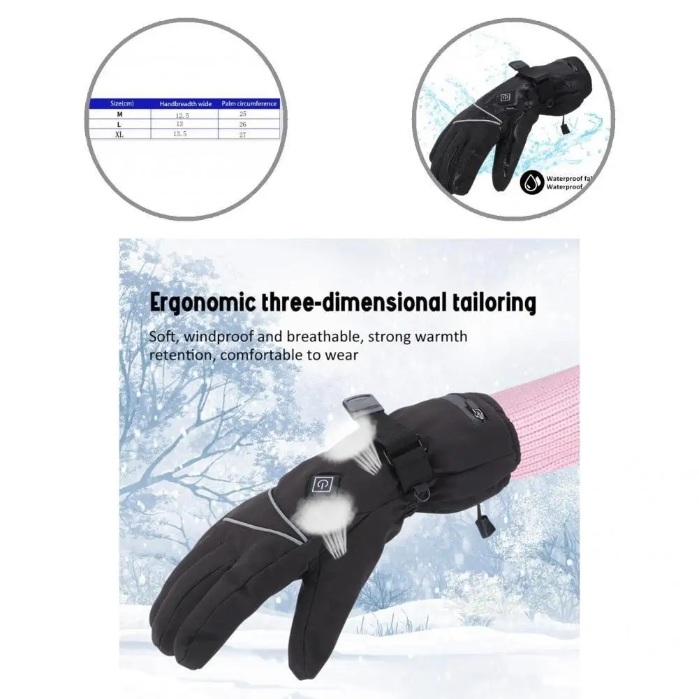 

1 Pair Practical USB Rechargeable Drawstring Windproof Electric USB Mittens for Outdoor Heating Gloves Heated Gloves
