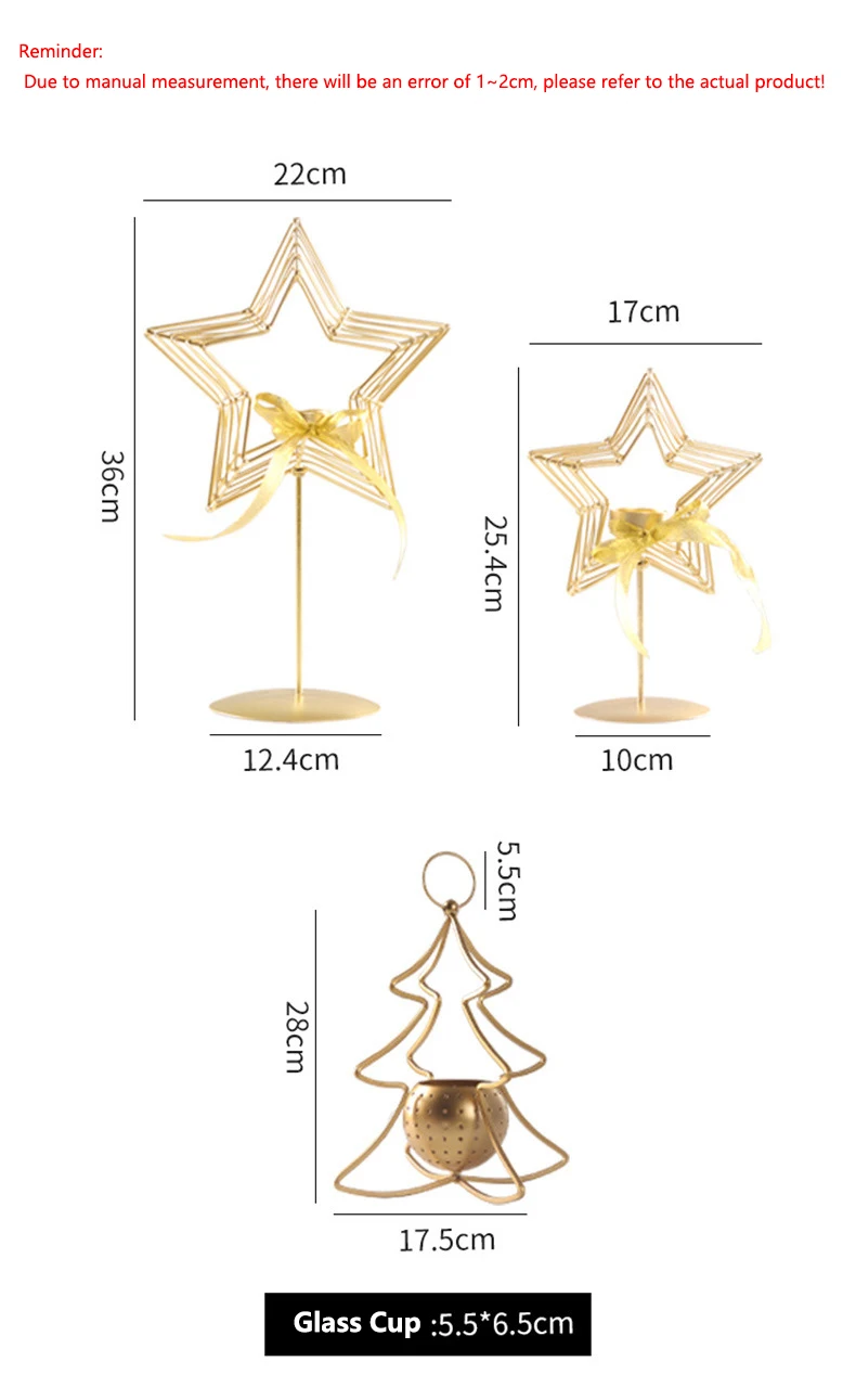 

Faroot Five-Pointed Star Metal Candle Holder, Decoration Table Candlestick for Christmas Decoration/Home Decor/Gift