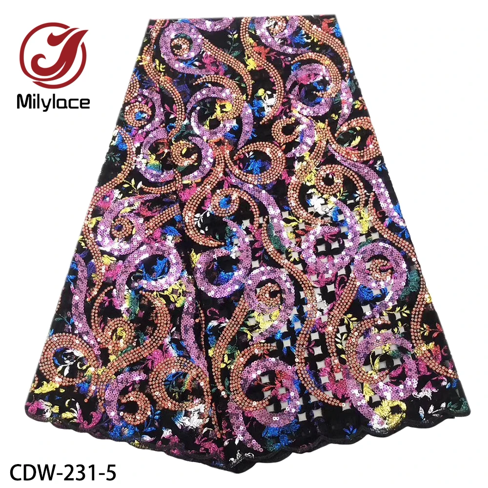 Nigerian Velvet Lace Fabric Luxury African with Sequins French for Dress CDW-231 | Дом и сад