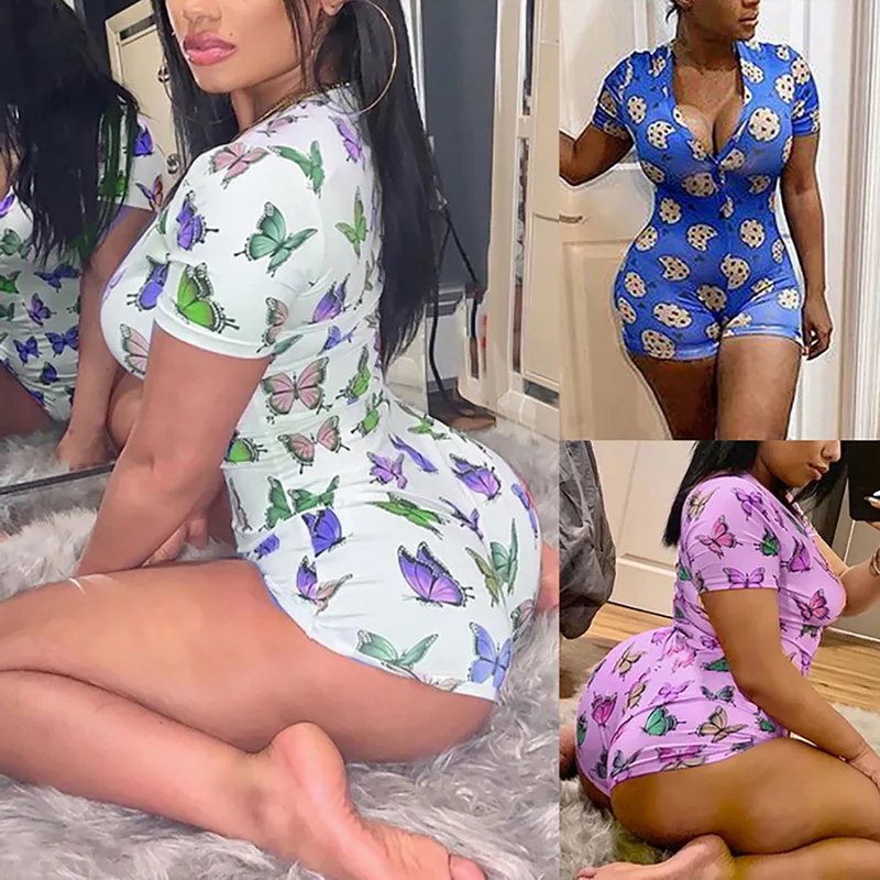 24h корабль Сексуальная Пижама для взрослых женщин плюс размер Кнопка боди трико