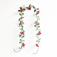 artificial christmas berries garland fall fake plant glowing led string light vine for wall hanging home decoration