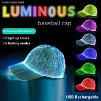 baseball cap for men led lighting usb rechargable snapback hats hip hop music band performance cap rap luminous mens hat