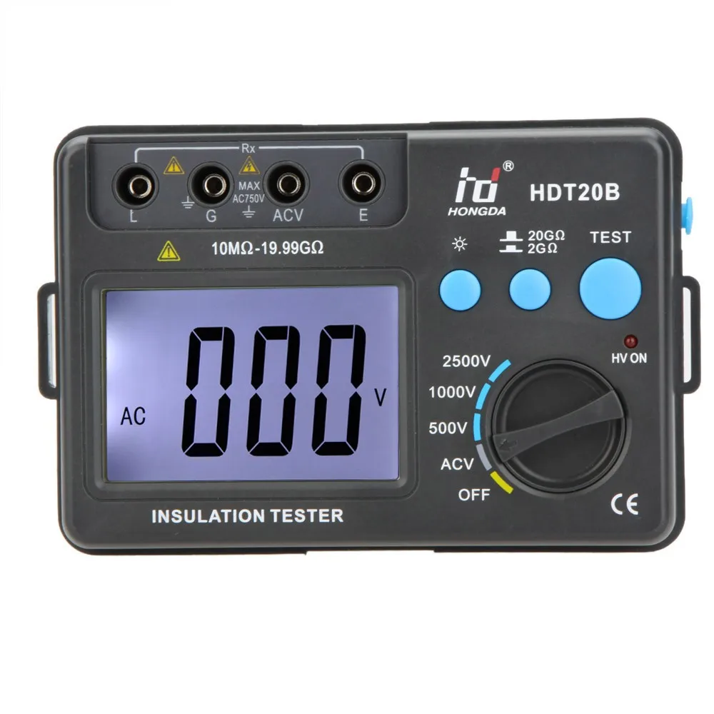 Тестер изоляционного сопротивления HD HDT20B измеритель мегомметр вольтметр 2500 В с
