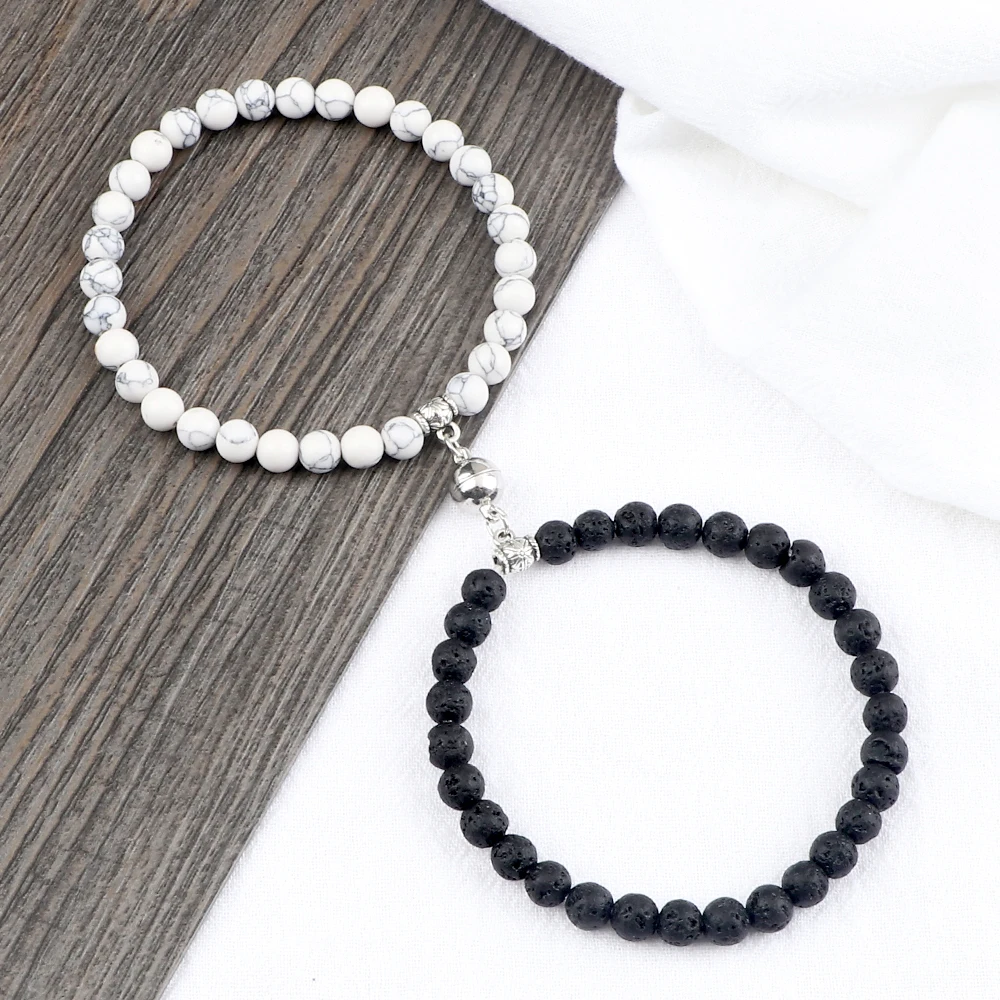 2 шт./компл. браслет с круглым шариком 6 мм парные бусины из натурального камня