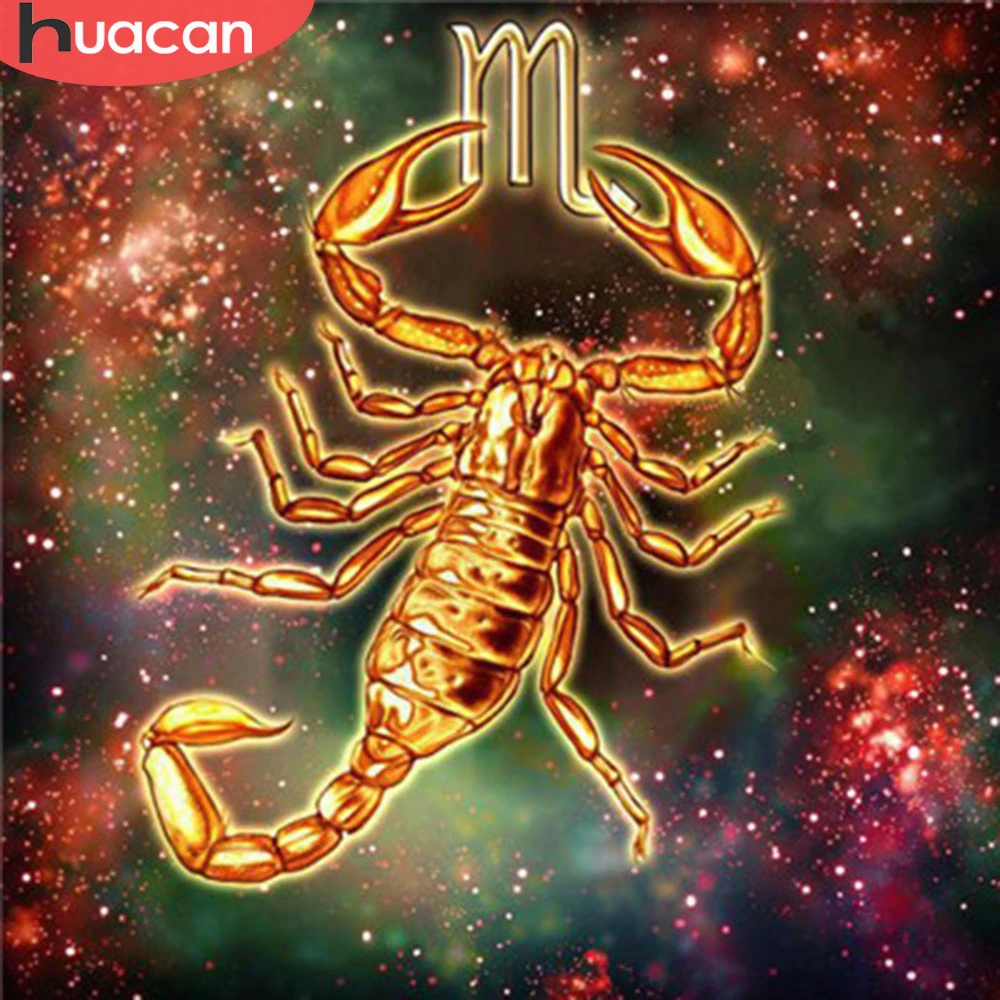 HUACAN 5d алмазная живопись Скорпион мультфильм полная квадратная Алмазная вышивка распродажа Созвездие мозаика Стразы Leo