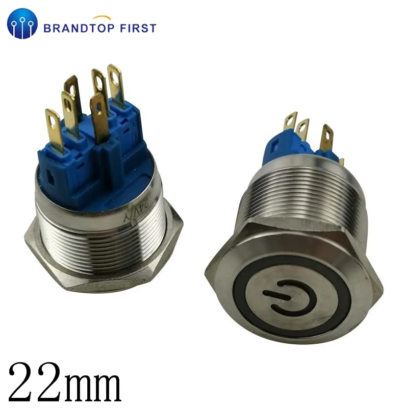 1 шт. новый тип 22 мм светодиодный Мгновенный/фиксирующий 6 контактов плоский