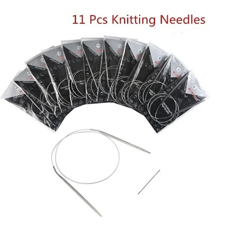 Круговые спицы из нержавеющей стали 11 шт./компл. круглые вязальные бриллиантовые