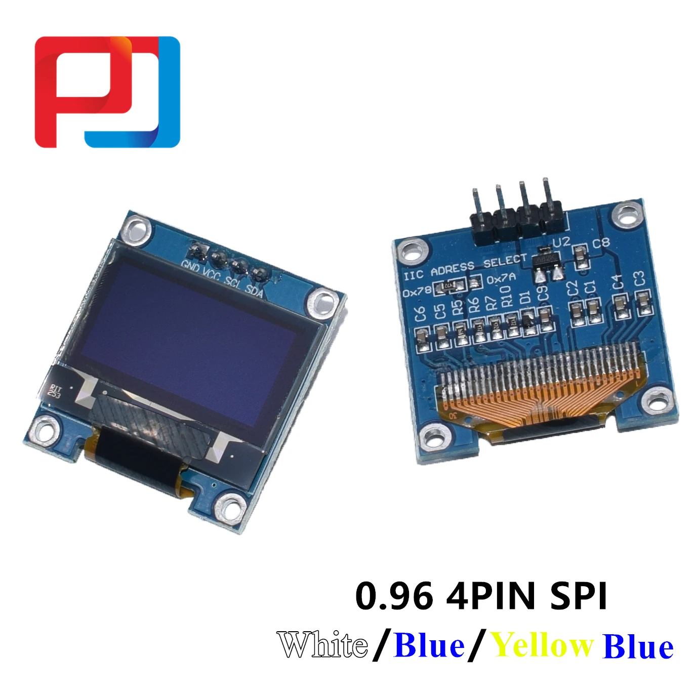 100 шт 4pin 7pin белый/синий/желтый синий цвет 0 96 дюймов 128X64 OLED дисплей модуль для Arduino