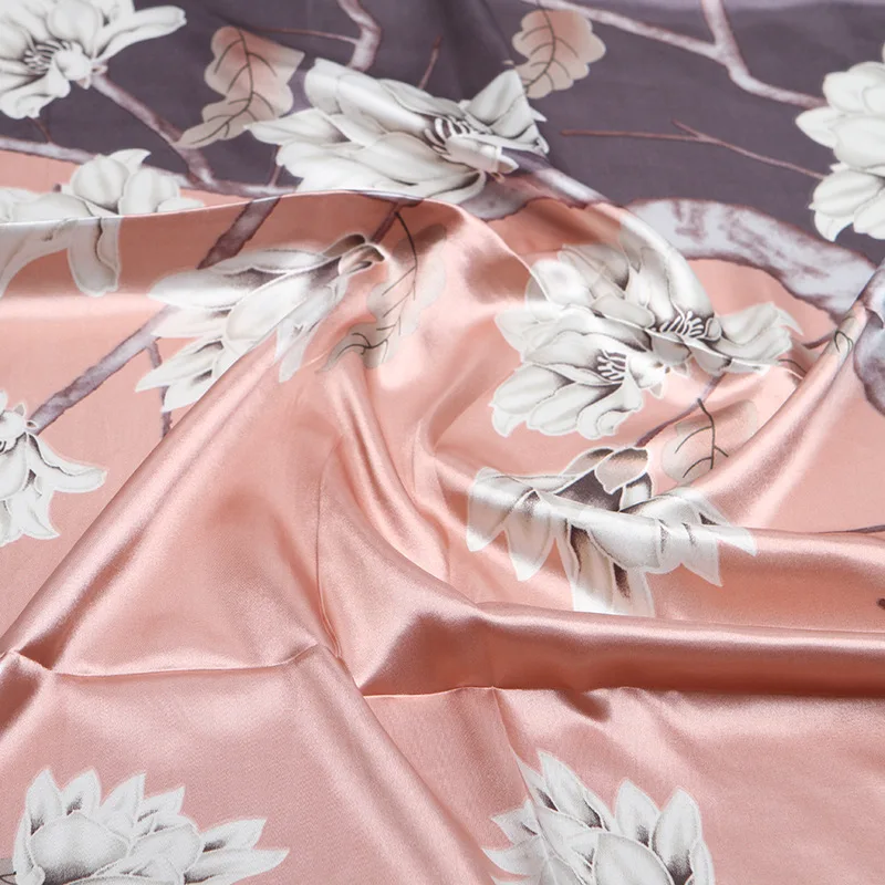 

2020 90x90 Floral Flower Multipurpose women Silk twill scarf Satin square tie Hairband ladies foulard femme towel bufanda shawl