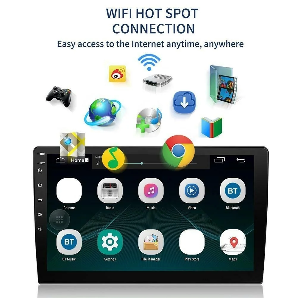 Авторадио четырехъядерный 2DIN Android 9 дюймов Автомобильный стерео BT GPS Navi WiFi MP5 плеер