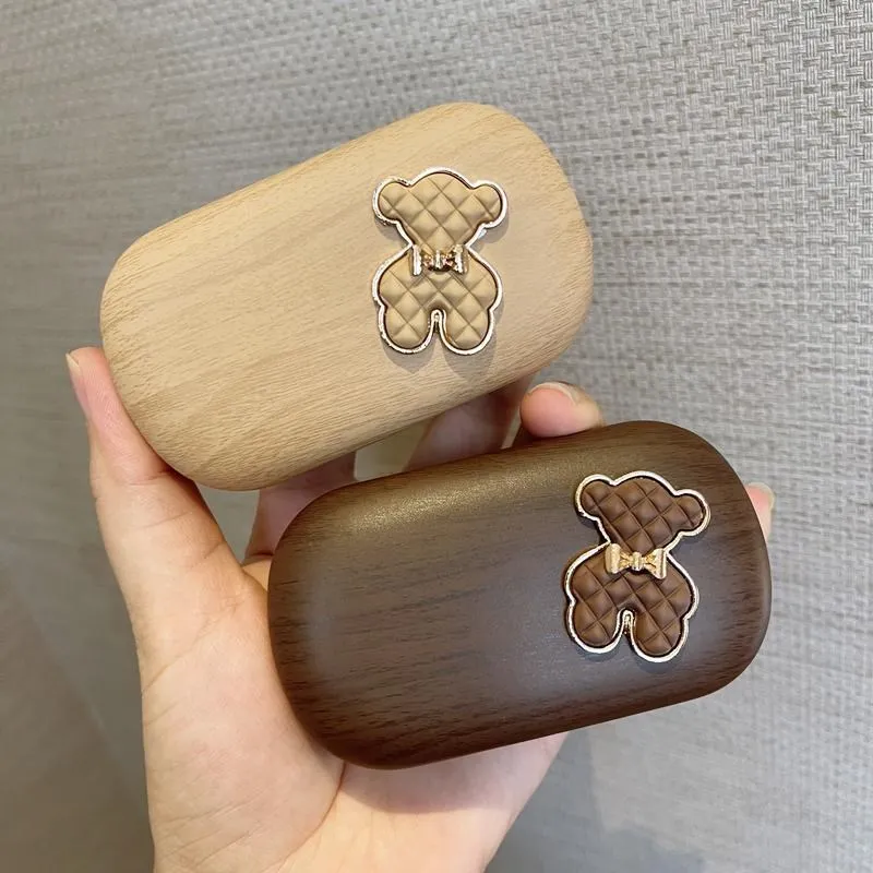 

Креативный Деревянный чехол для контактных линз, пластиковый жесткий чехол для контактных линз, милый медведь, Чехол для очков, контейнер д...