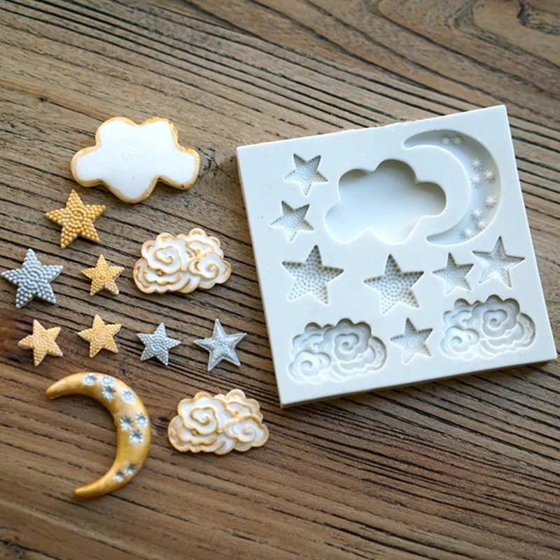 Силиконовая форма для выпечки помадки Звезда Луна облако мастики DIY Кондитерские