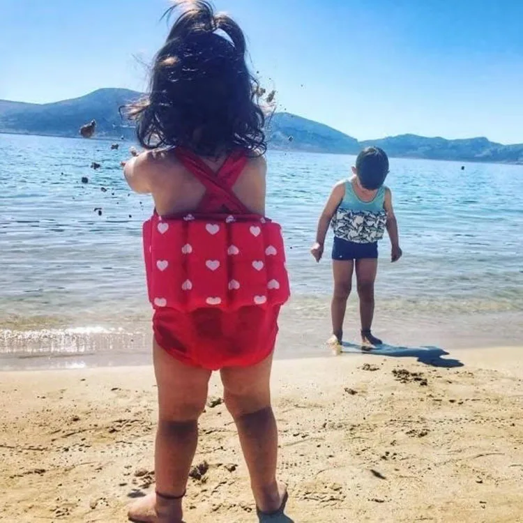 

Baby Girl Float Swimsuit One Piece Detachable Buoyancy Floating Swimwear Racerback Life Jacket Swimming Suit Children Swim Suit