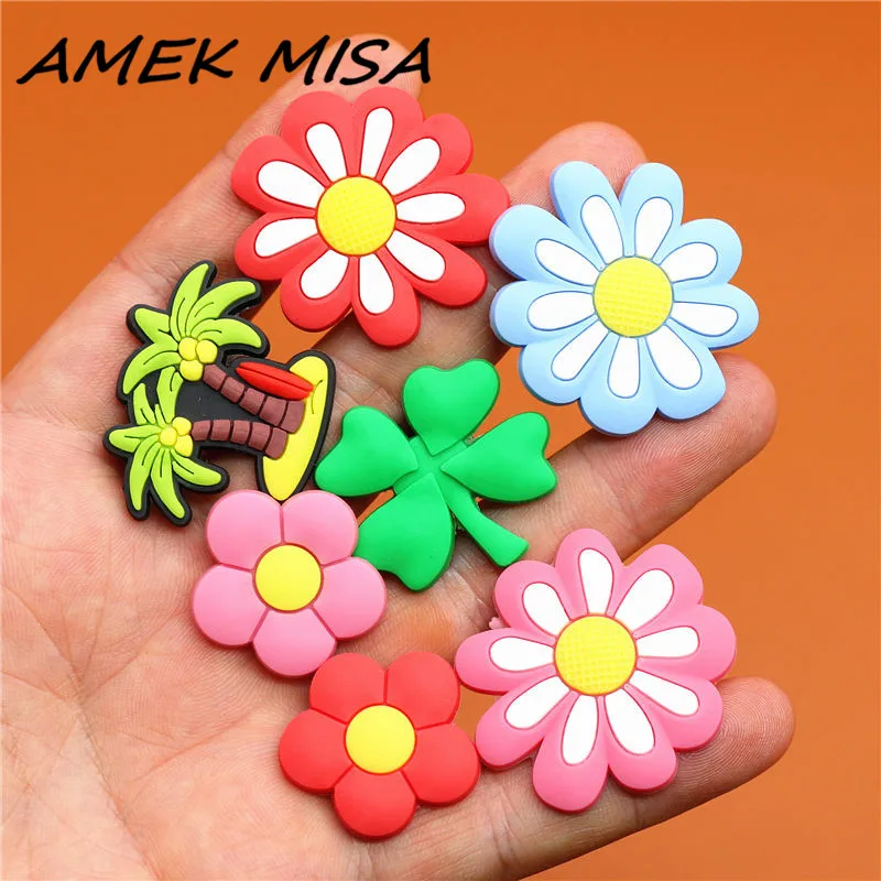 

Novel Single Sale Clover Shoe Charms Shoe Flowers Accessories Cute Coconut tree Garden Shoe Decoration for croc jibz Kid's X-mas