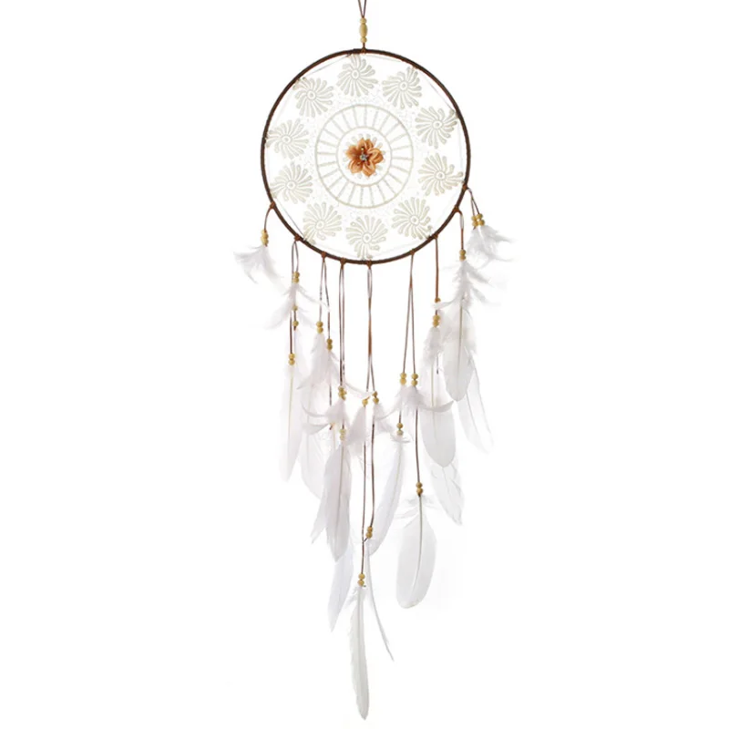 Indian Dreamcatcher hanging ornaments large wedding white feather pendant dream net wind chime creative wall XR165 | Дом и сад