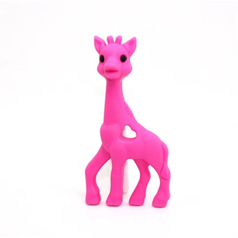 Fuchsia 1 шт., силиконовый прорезыватель, животные из мультфильмов лиса, детское кольцо, прорезыватель, силиконовые жевательные подвески, детский прорезыватель, подарок, игрушки для малышей, 4 цвета - Цвет: Fuchsia