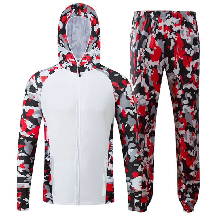 Red Suit Летняя одежда для рыбалки Daiwa рыбацкие костюмы Защита от Солнца Анти-УФ спортивный кемпинг дышащая быстросохнущая Толстовка для рыбалки и брюки - Цвет: Red Suit