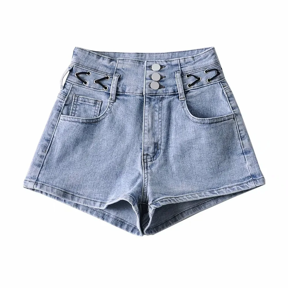 

Slimming and Tall Ins Hot Hip Pants Women's 2021 Summer New Slim Elastic High Waist A- line Denim Shorts