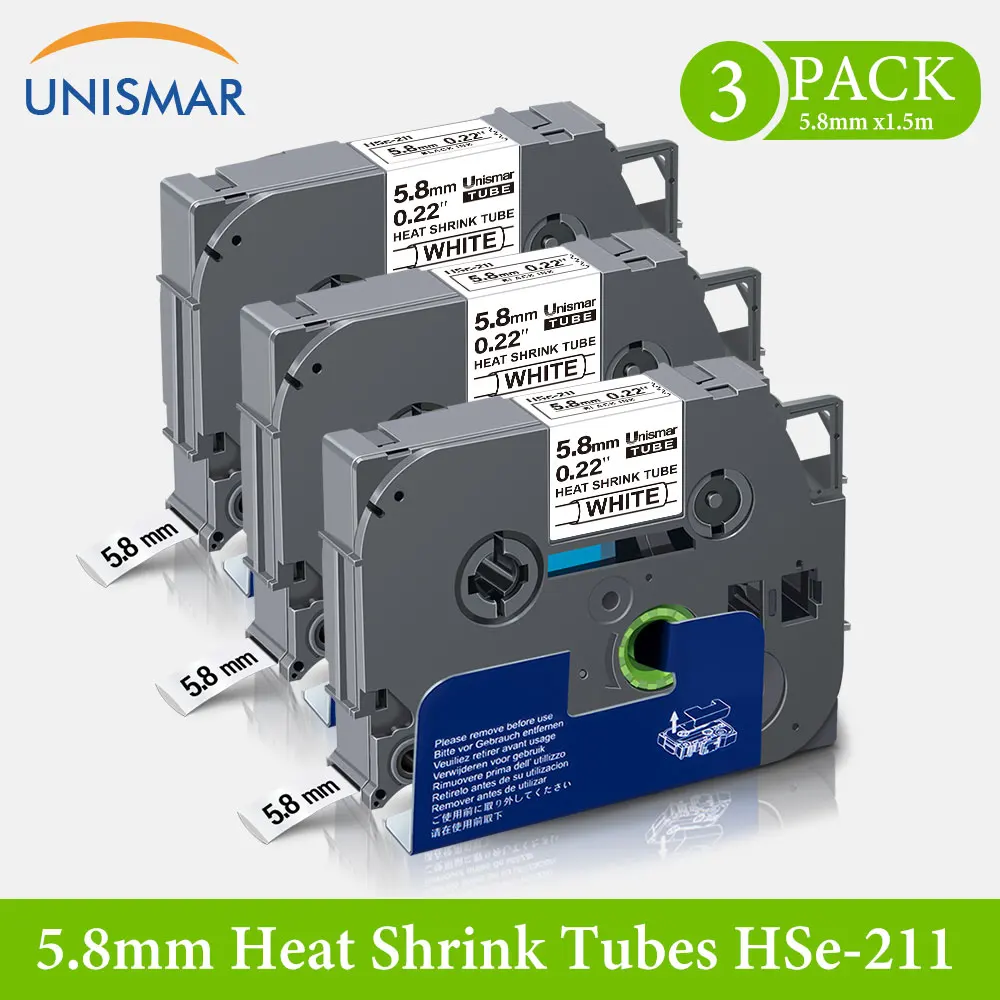 

Unismar for HSe-211 Hse-231 Heat Shrink Tube Label Tape Label Maker Compatible Brother HS221 HSe211 HSe Heat Shrink Tube Cabel