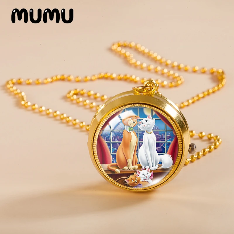 Новинка 2021 карманные часы аристократы ожерелье милые кошки золотой цвет