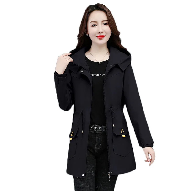 

Women's Windbreaker 2023 Female Spring Autumn New Korean Wild Loose Trench Coat Loose Long Coats Hooded Trench Coat Lining C