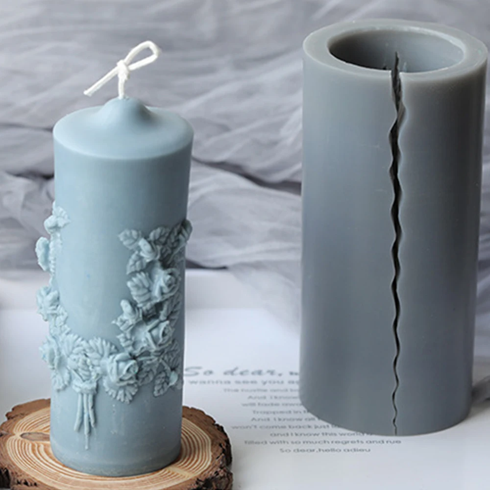 

3D Silicone Mold Carved Cylindrical Candle Mould Household Making DIY Wedding Art Craft Cylinder Candles Mold Gifts