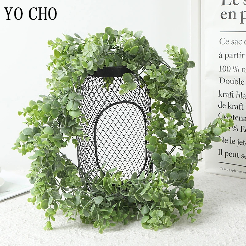 

YO CHO 195cm Artificial Plants Vines Green Eucalyptus Leaves Hanging Plants Vine Forest Wedding Wall Decor Home Party Ivy Decor