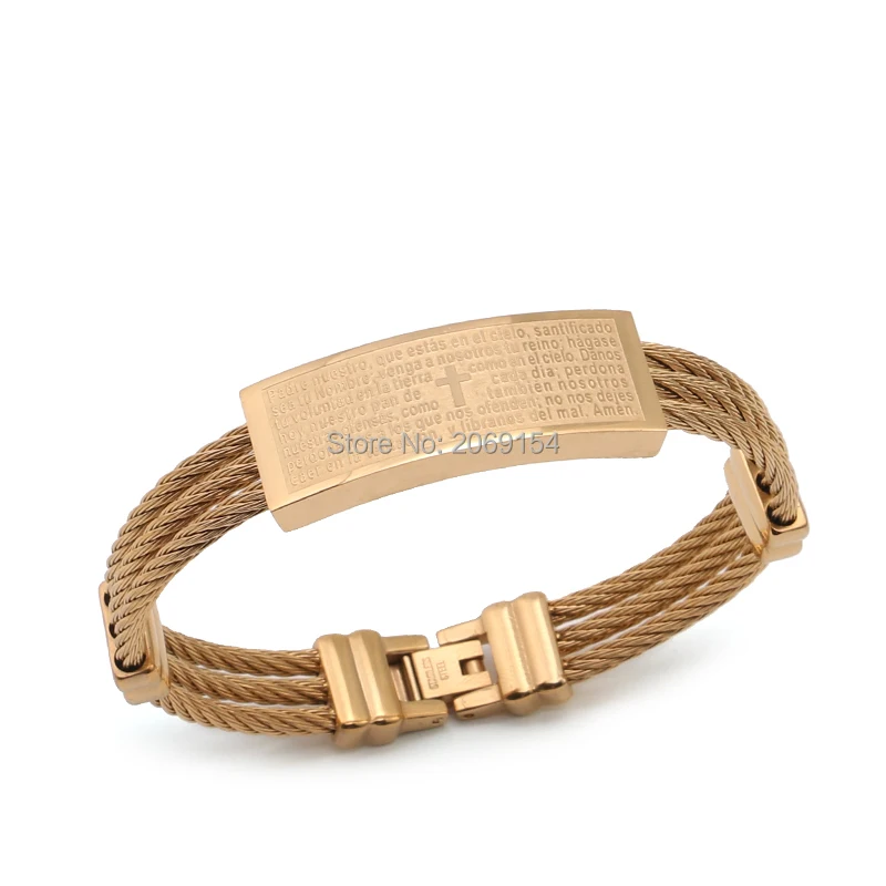 Крест Библейский браслет золотые ювелирные изделия для мужчин Золотое запястье